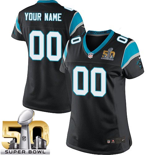 Women's Limited Super Bowl L Nike Jersey Black Home - Customized NFL Carolina Panthers